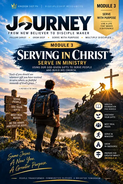 JOURNEY Module 3 cover artwork, titled Serving in Christ, Serve in Ministry